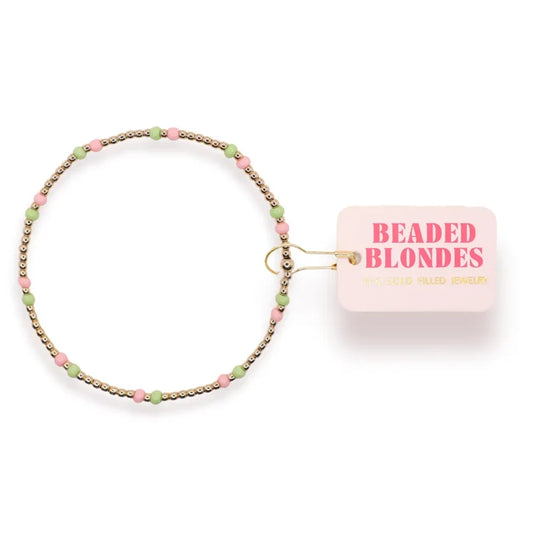 Light Pink and Light Green Two Toned Dainty Poppi Bracelet