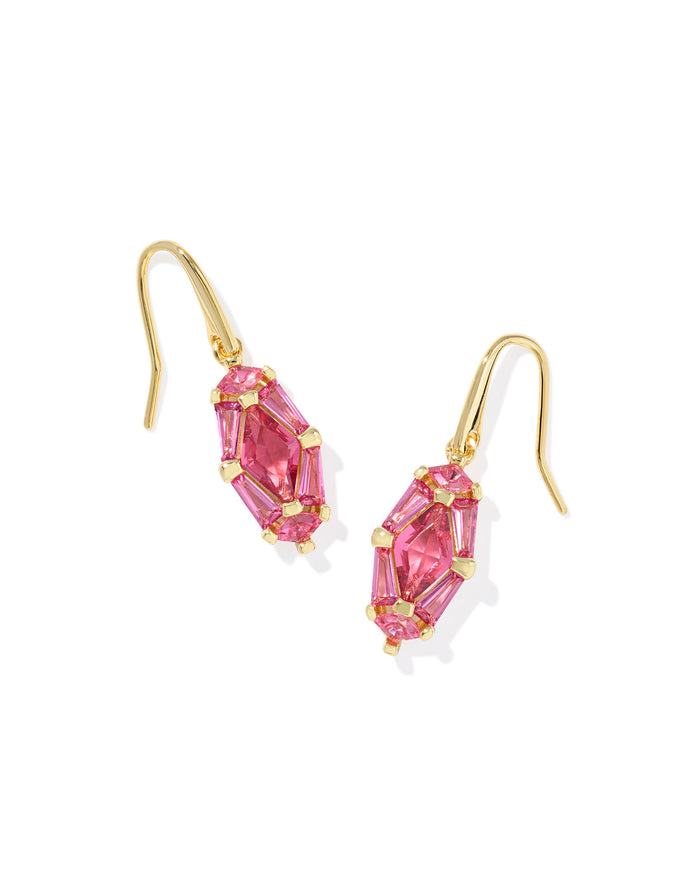 Lindy Rae Lee Drop Earring in Gold Pink Crystal
