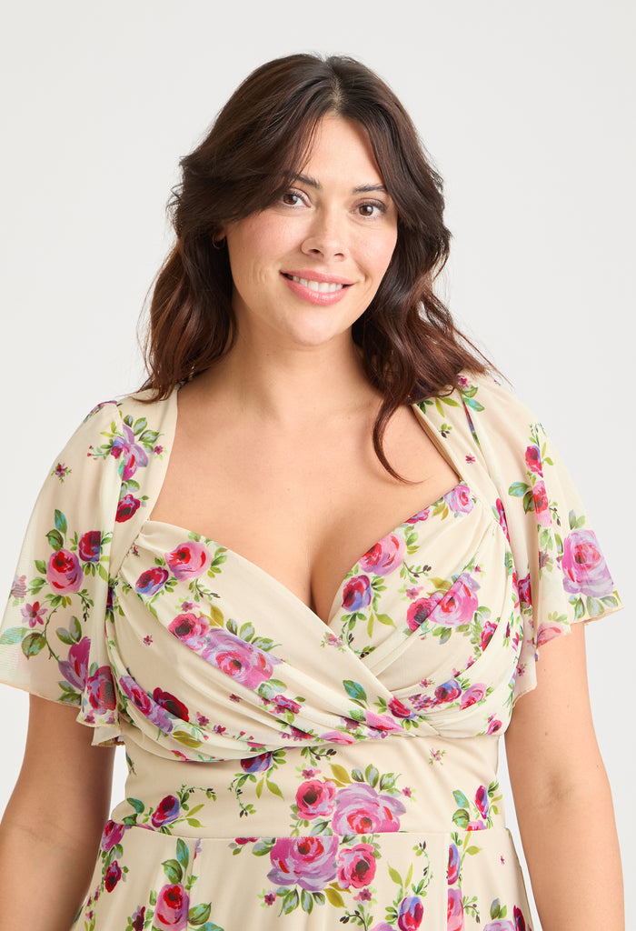 Liz Bolero Wrap Bodice Curve+ Midi Dress