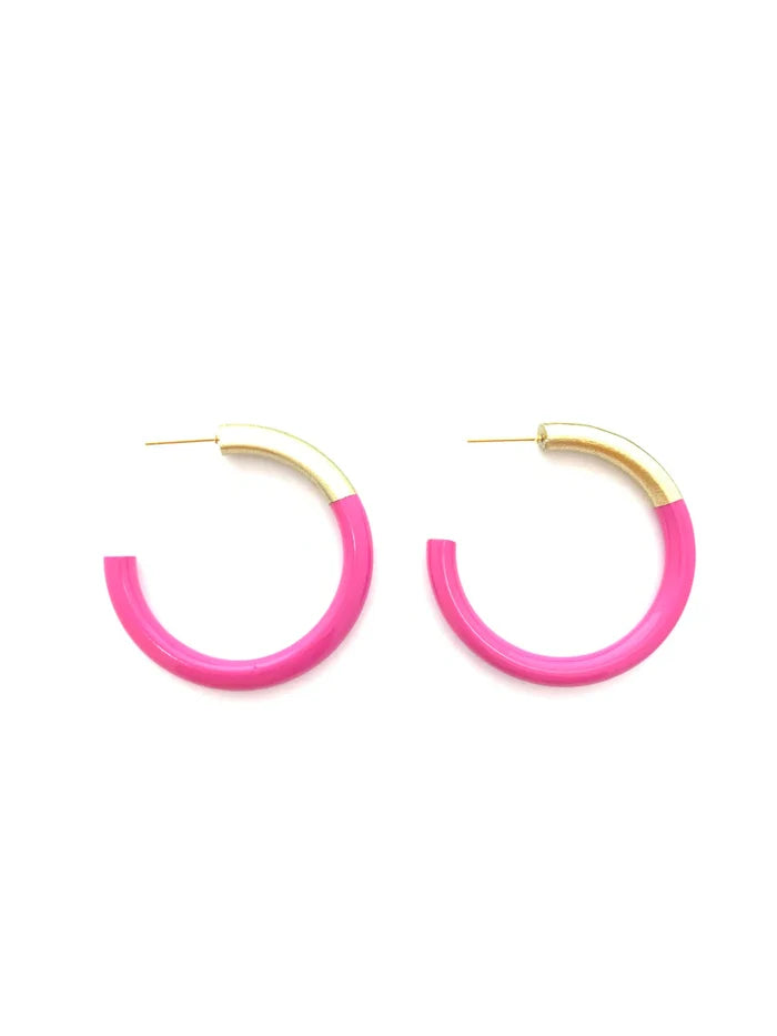 LIZ Medium Hoops in Hot Pink
