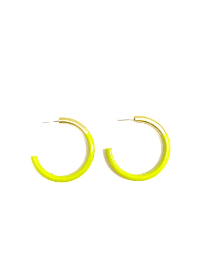 LIZ Medium Hoops in Lime