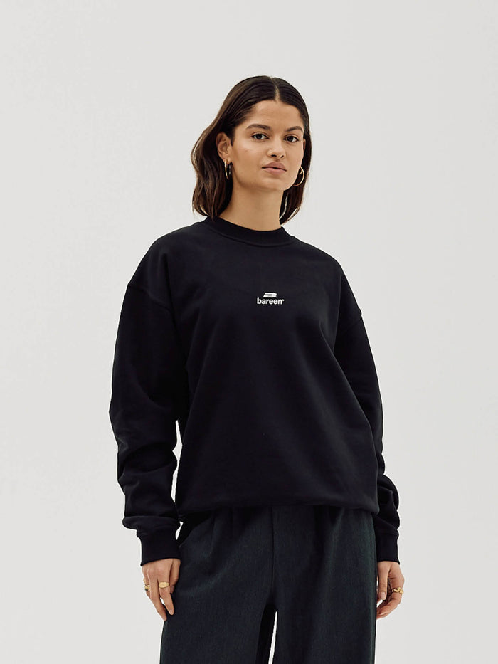 Logo Oversize Crewneck, Women - Black