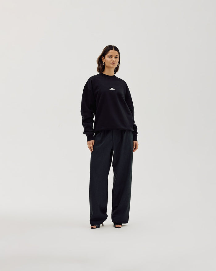 Logo Oversize Crewneck, Women - Black