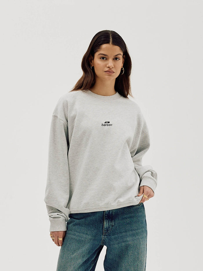 Logo Oversize Crewneck, Women - Cloudy Grey