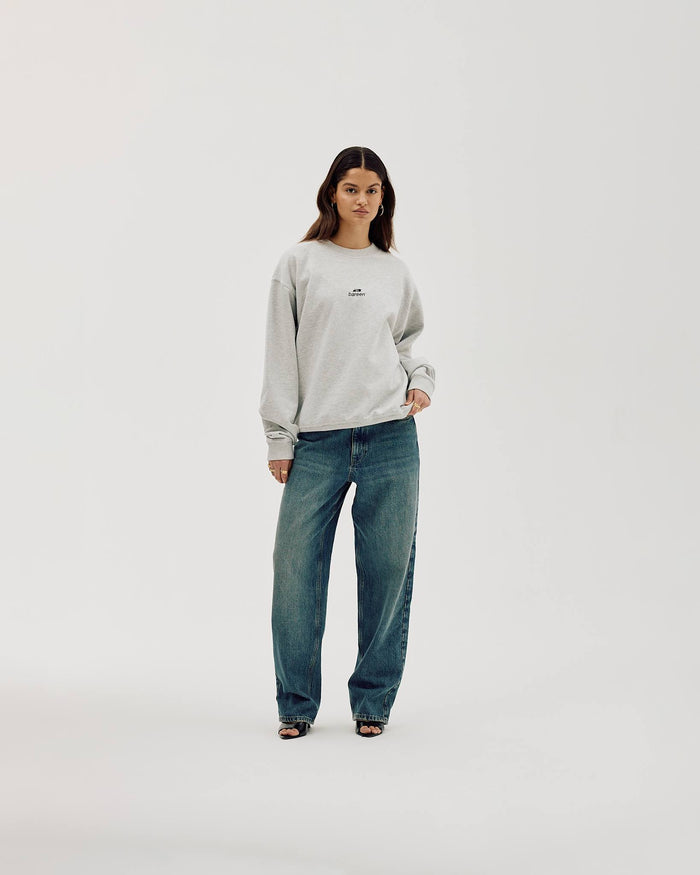 Logo Oversize Crewneck, Women - Cloudy Grey