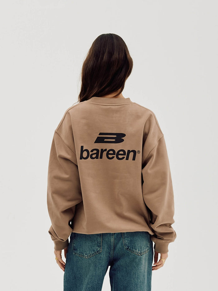 Logo Oversize Crewneck, Women - Mocha