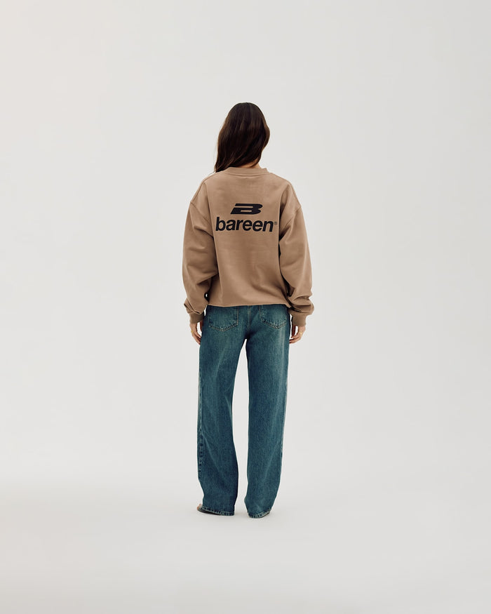 Logo Oversize Crewneck, Women - Mocha