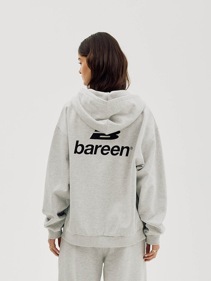 Logo Oversize Zip Hoodie, Women - Cloudy Grey