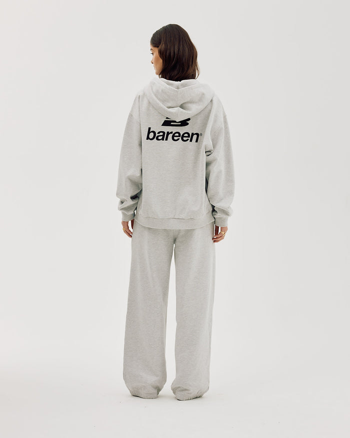 Logo Oversize Zip Hoodie, Women - Cloudy Grey