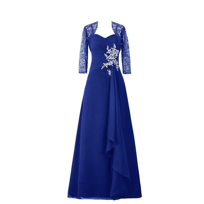 Long Mother of the Bride Dresses 2021  V Neck sequin Lace Half Sleeve Floor Length