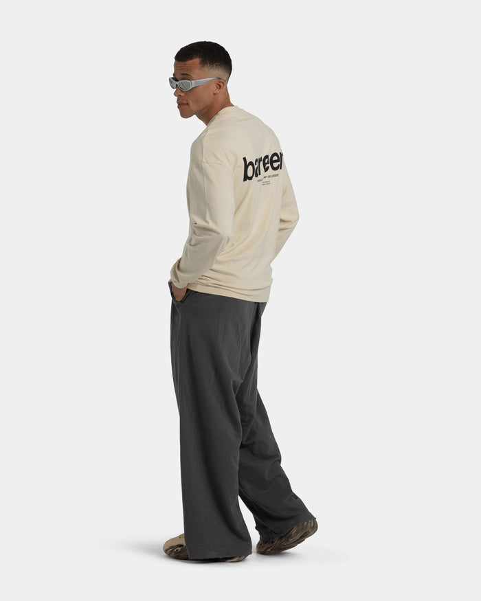 Long Sleeve Oversize, Men - Logo (Light Sand) - Light sand