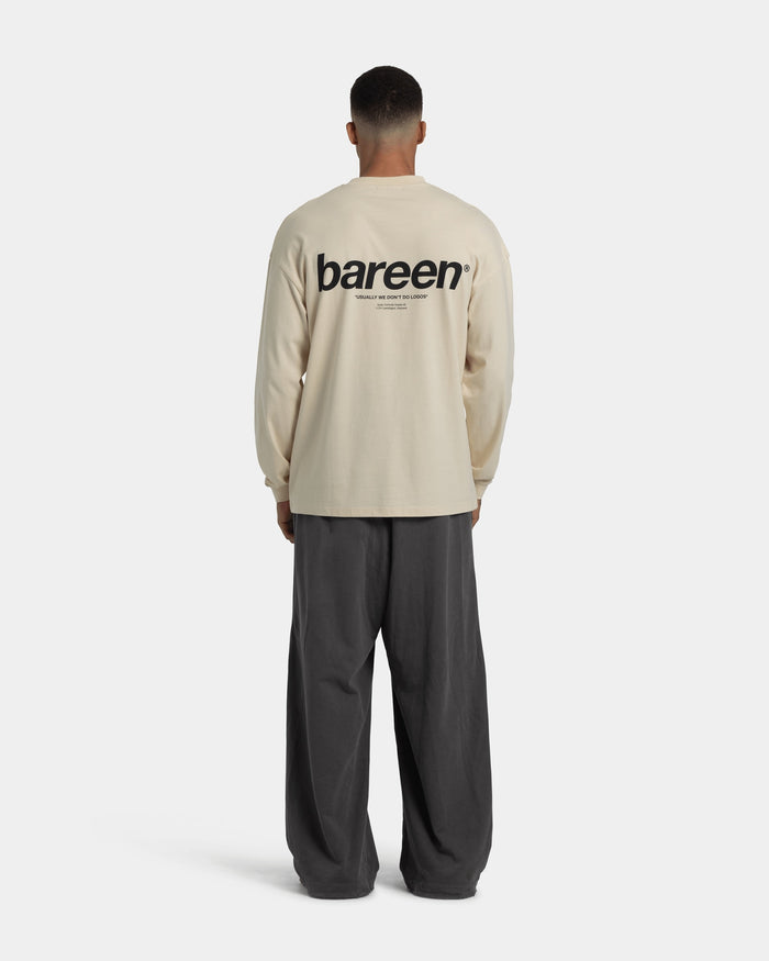 Long Sleeve Oversize, Men - Logo (Light Sand) - Light sand