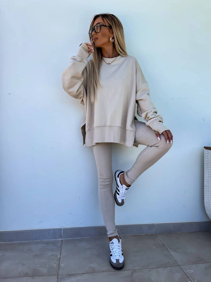 Loose Sweatshirt and Slim Pants Set