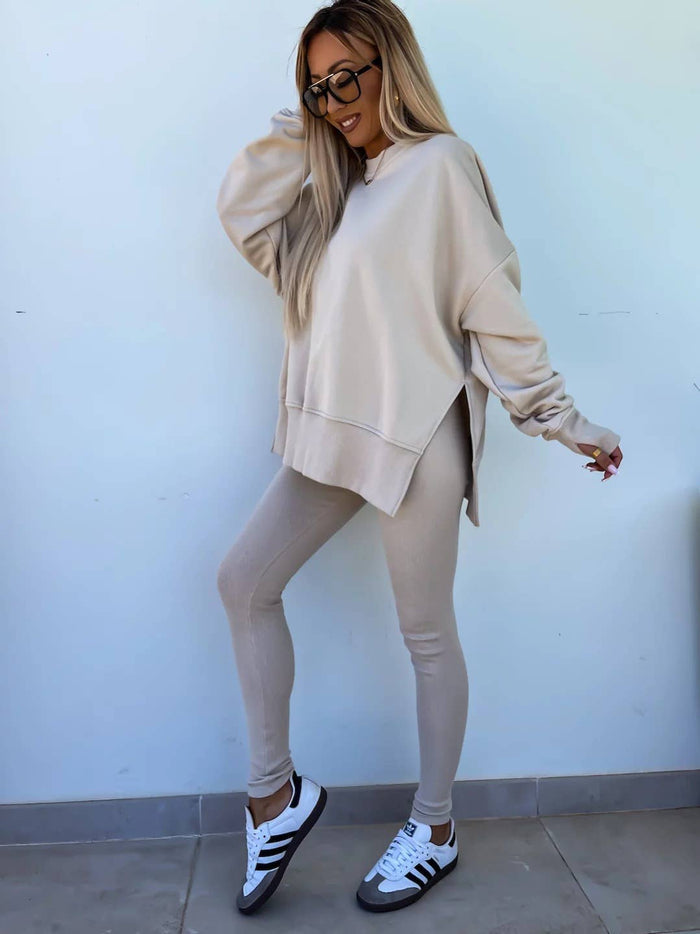 Loose Sweatshirt and Slim Pants Set