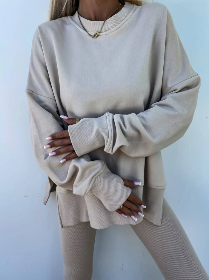 Loose Sweatshirt and Slim Pants Set