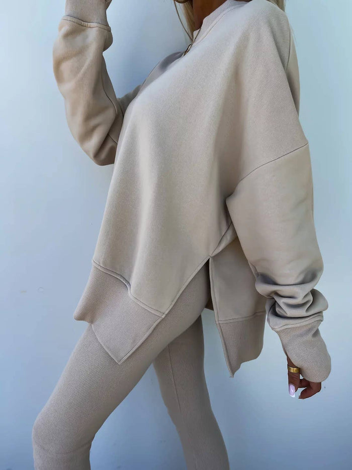 Loose Sweatshirt and Slim Pants Set