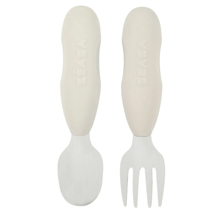 Lot de 2 pré-couverts d’apprentissage inox & silicone Béaba - Velvet grey