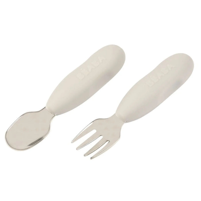 Lot de 2 pré-couverts d’apprentissage inox & silicone Béaba - Velvet grey