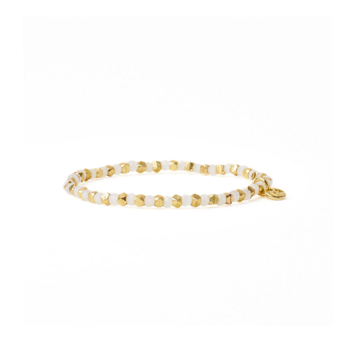 Louise Crystal Stretch Bracelet in White/Gold