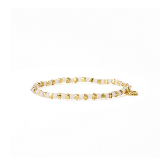Louise Crystal Stretch Bracelet in White/Gold