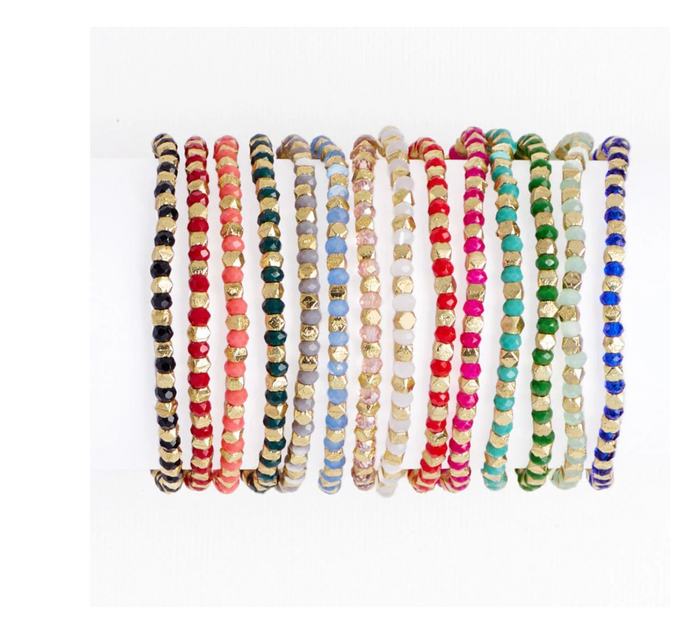 Louise Crystal Stretch Bracelet in White/Gold