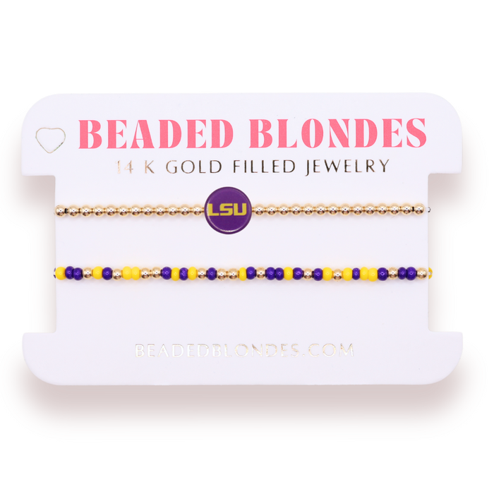 LSU/Tigers Logo + Sprinkle Bracelet Stack