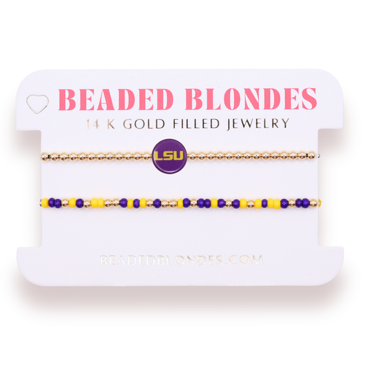 LSU/Tigers Logo + Sprinkle Bracelet Stack