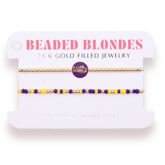 LSU/Tigers Logo + Sprinkle Bracelet Stack