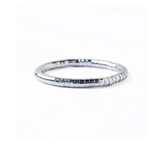 Lucille Round Bead Stretch Bracelet in Silver