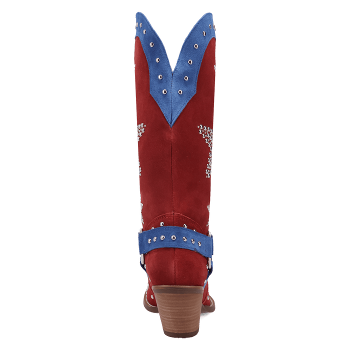 PRODUCT SHOT LUCKY STARS SUEDE LEATHER BOOT AT 180 DEGREE BACK ANGLE