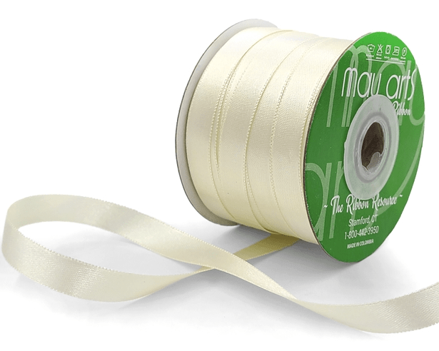 Ivory Luster Double Face Satin Ribbon. 5 yards (15 feet) . 1/2" inch, 13mm - Scrap Bits