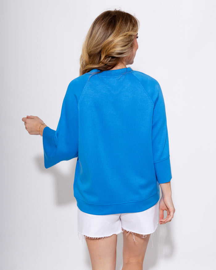 Luxe Knit Short Sleeve Top in Cerulean