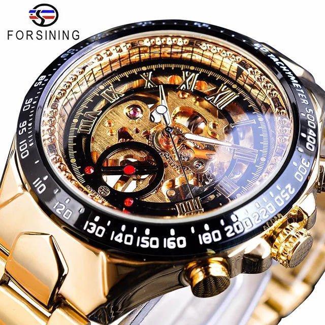 Luxury Waterproof Skeleton Watch for Men - Mechanical Hand Wind Design, Elegant Style - Allen-Fitness