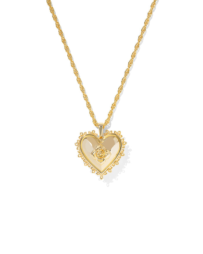 Mallory Rose Locket Short Pendant Necklace in Gold Metal