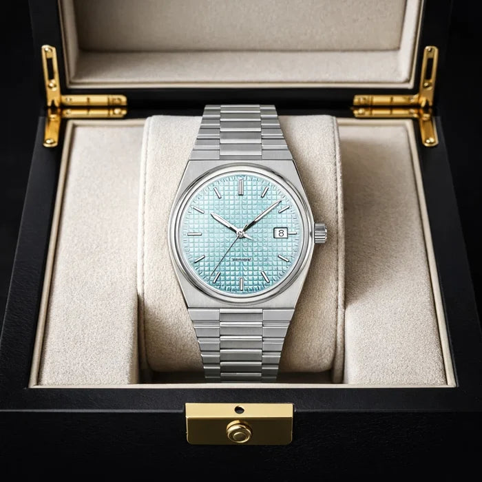 Men Automatic Mechanical Wristwatch – 40mm Stainless Steel Luminous Dial with Transparent Case Back