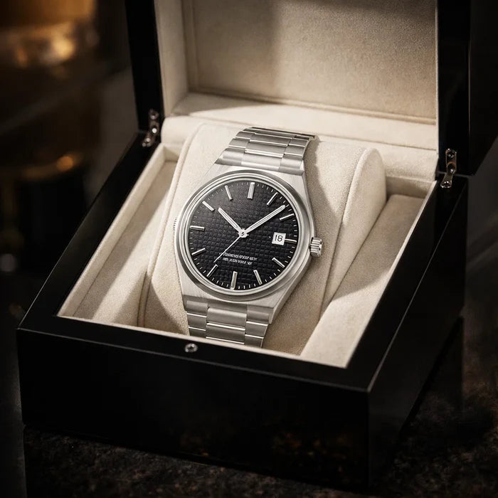 Men Automatic Mechanical Wristwatch – 40mm Stainless Steel Luminous Dial with Transparent Case Back