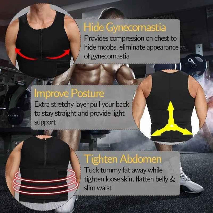Men Waist Trainer Tank Tops Shapewear Slimming Body Shaper Compression Shirt for Weight Loss Workout Sauna Sweat Vest
