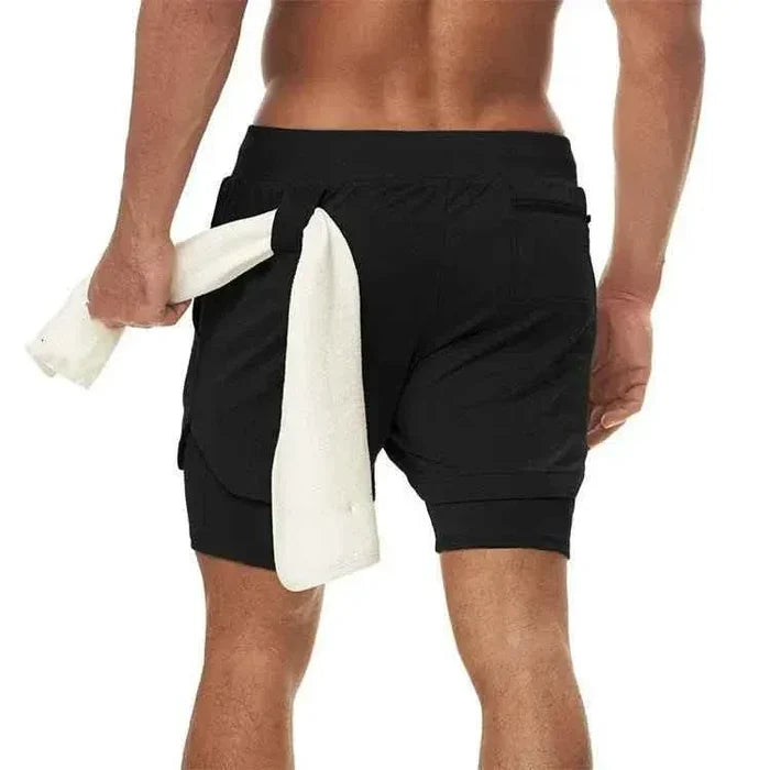 Men Workout Plus Size Shorts 5" Gym Quick Dry 2 in 1 Running Shorts with Phone Pockets - Allen-Fitness