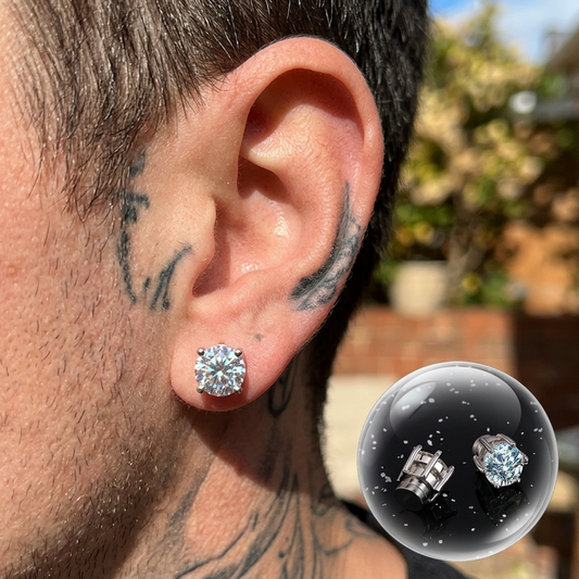 Men's 1 Carat Moissanite Magnetic Ear Clip – Sterling Silver 925