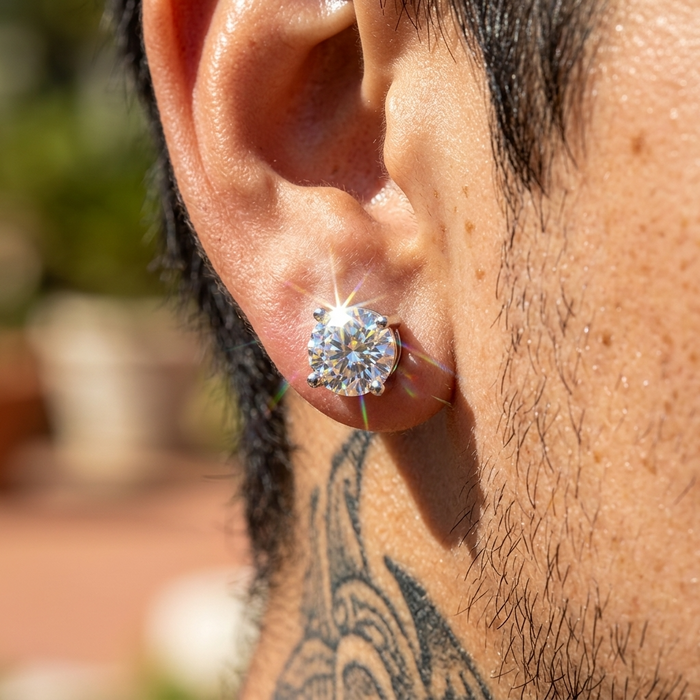 Men's 1 Carat Moissanite Magnetic Ear Clip – Sterling Silver 925