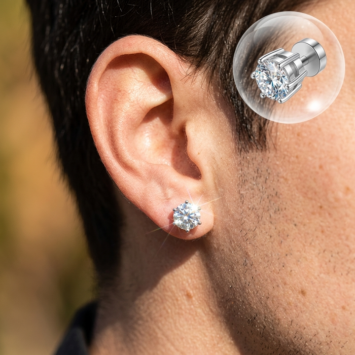 Men's 1 Carat Moissanite Magnetic Ear Clip – Sterling Silver 925