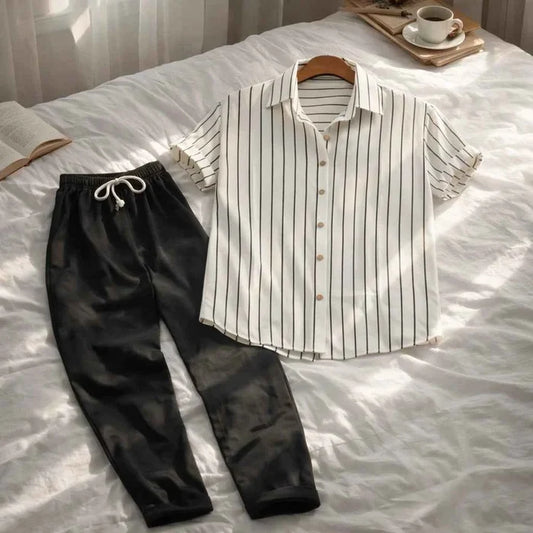 Men's 3D Printed Short Sleeve Shirt & Pants Set – Casual Loose Fit Lapel Summer Two-Piece Outfit, S–4XL, 38 Designs