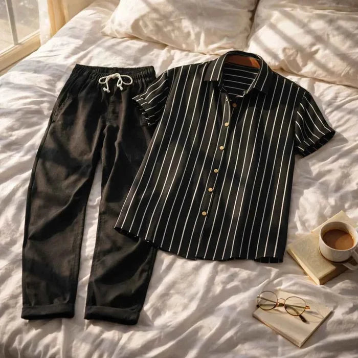 Men's 3D Printed Short Sleeve Shirt & Pants Set – Casual Loose Fit Lapel Summer Two-Piece Outfit, S–4XL, 38 Designs