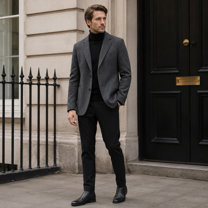 Men's 70% Wool Slim Fit Business Suit Jacket – Single-Breasted Blazer