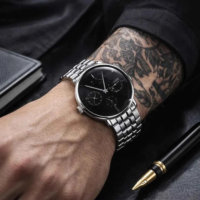 Men's Automatic Mechanical Watch – MIYOTA Japan Movement, 43mm Dial, 14mm, Stainless Steel, 30M Waterproof, Week Display