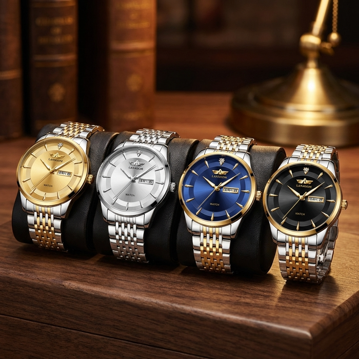 Men's Automatic Waterproof Luminous Dress Watch – Ultra-Thin 40.5mm Stainless Steel Business Analog Wristwatch with 24-Hour Indicator