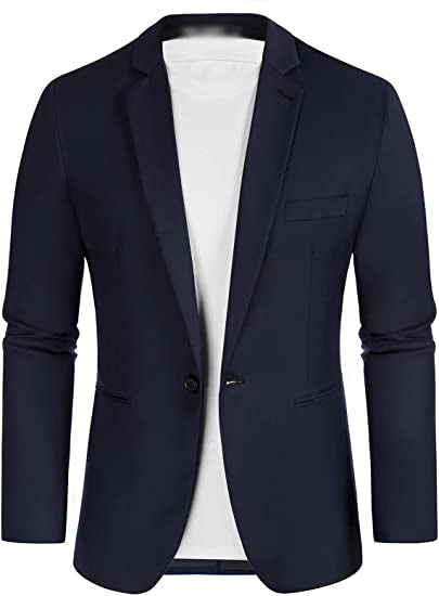 Men's Blazer Slim Fit One Button Lapel For Casual Business Wedding Jacket