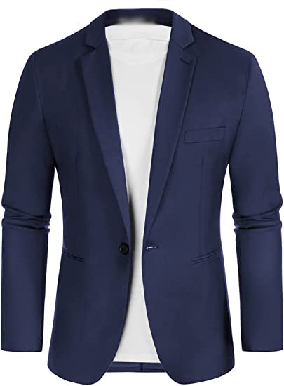 Men's Blazer Slim Fit One Button Lapel For Casual Business Wedding Jacket