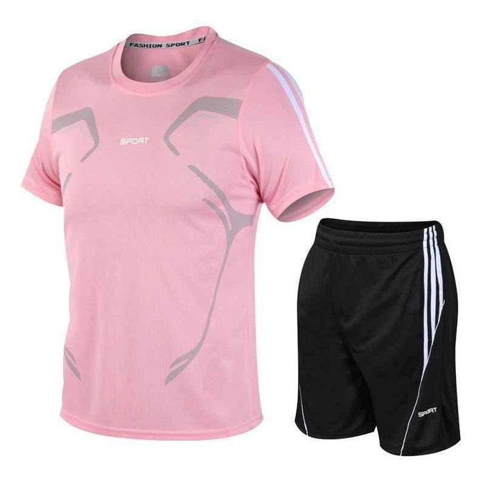 Set Men's Sports Set Fitness Short Sleeve T-Shirt Shorts Light Strong Dry breathable casual short T sportswear