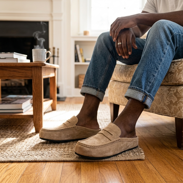 Men's Breathable Slip-On Slippers - Lightweight Flat Casual House Shoes